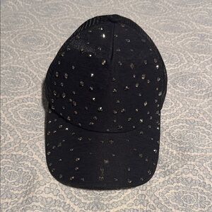 Black Rhinestone Studded Cap
